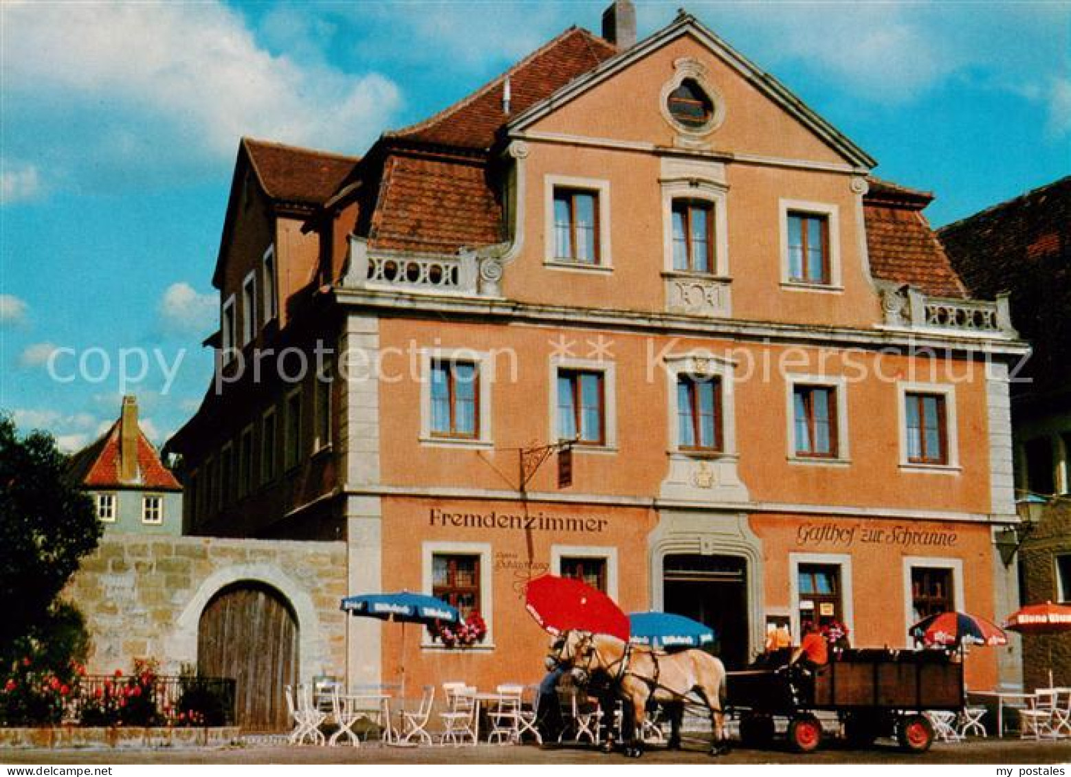 73862352 Rothenburg  Tauber Gasthof Zur Schranne Pferdewagen  - Rothenburg O. D. Tauber