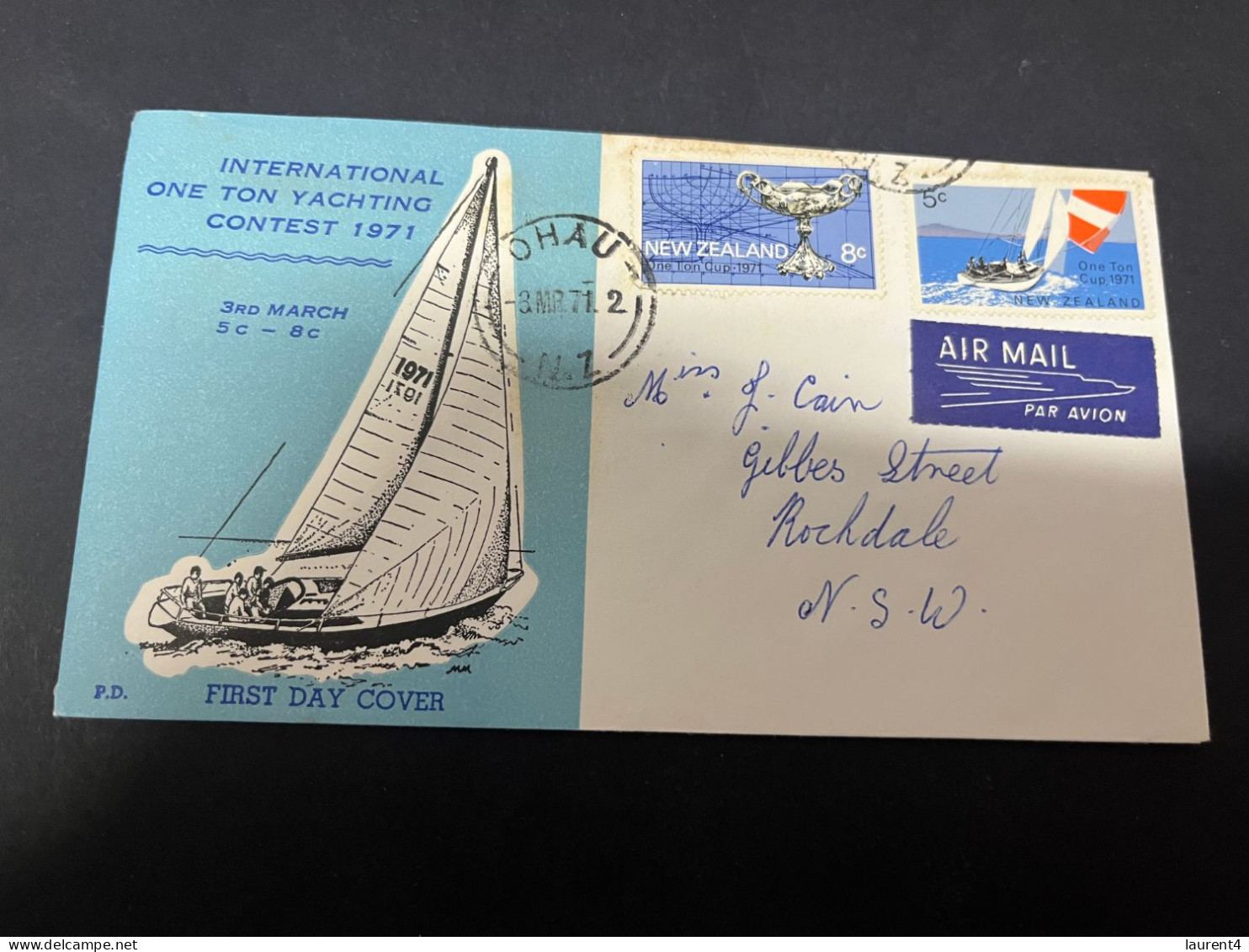 29-4-2024 (3 Z 24) FDC New Zealand Letter (posted To Australia) 1971 - Yachting Contest - FDC