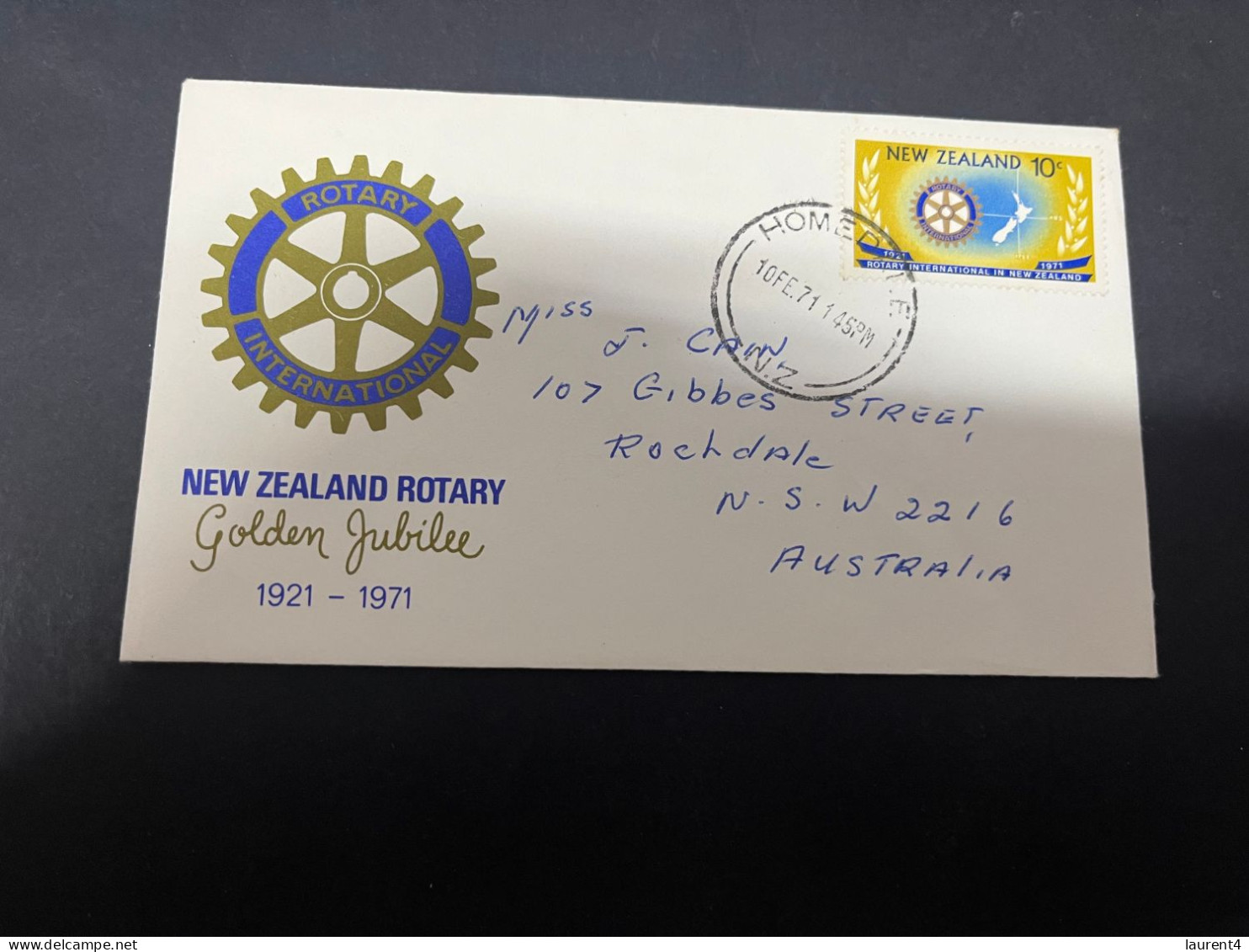 29-4-2024 (3 Z 24) FDC New Zealand Letter (posted To Australia) 1971 - Rotary Jubilee - FDC