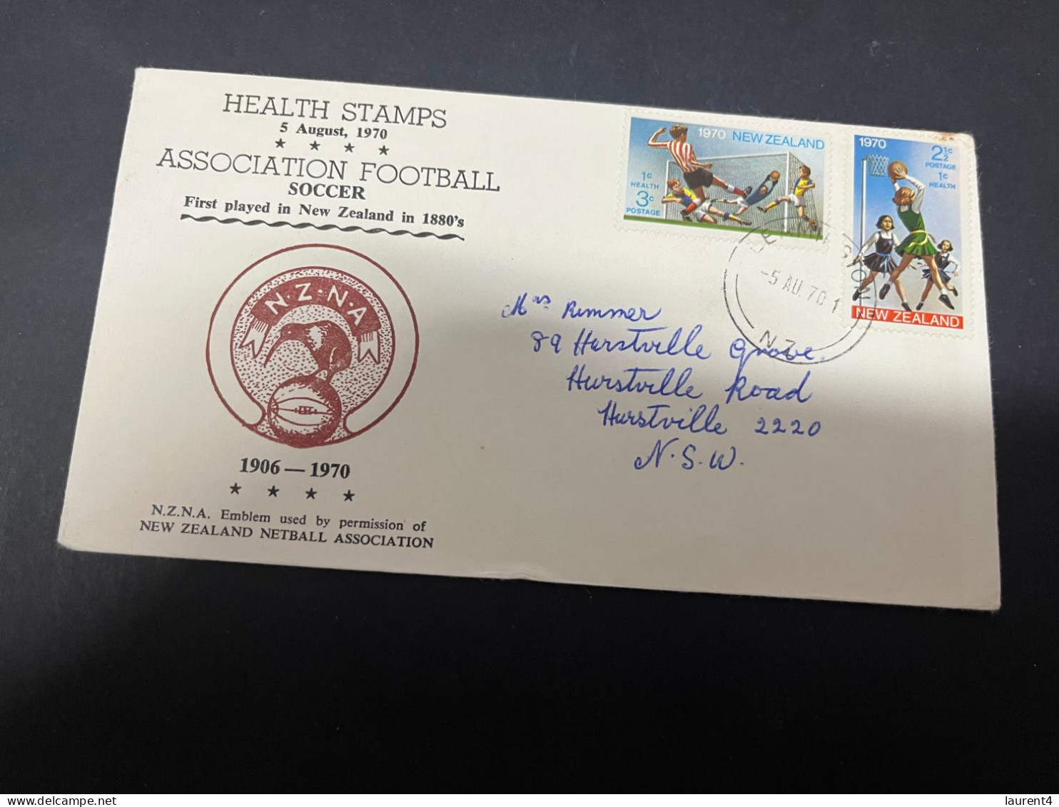 29-4-2024 (3 Z 24) FDC New Zealand Letter (posted To Australia) 1970 - Health - Football (soccer) And Basketball - FDC