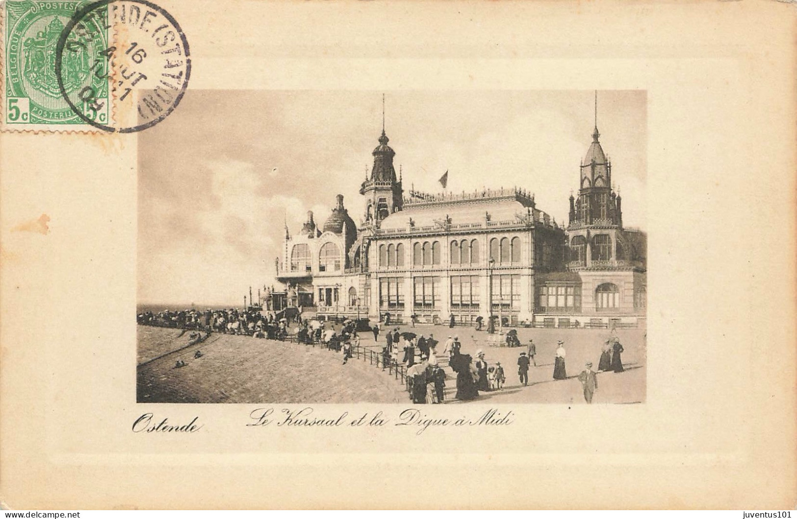 CPA Ostende-Le Kursaal Et La Digue à Midi-Timbre   L2876 - Oostende