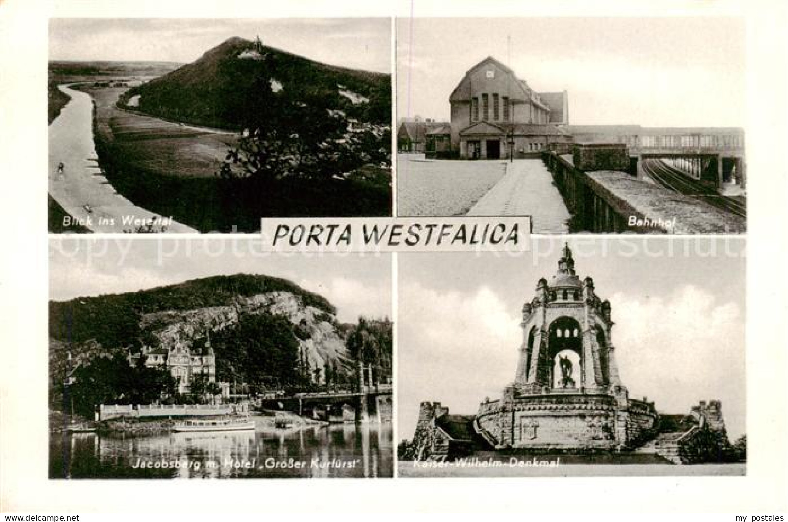 73828818 Porta Westfalica Blick Ins Werratal Bahnhof Jacobsberg Mit Hotel Grosse - Porta Westfalica