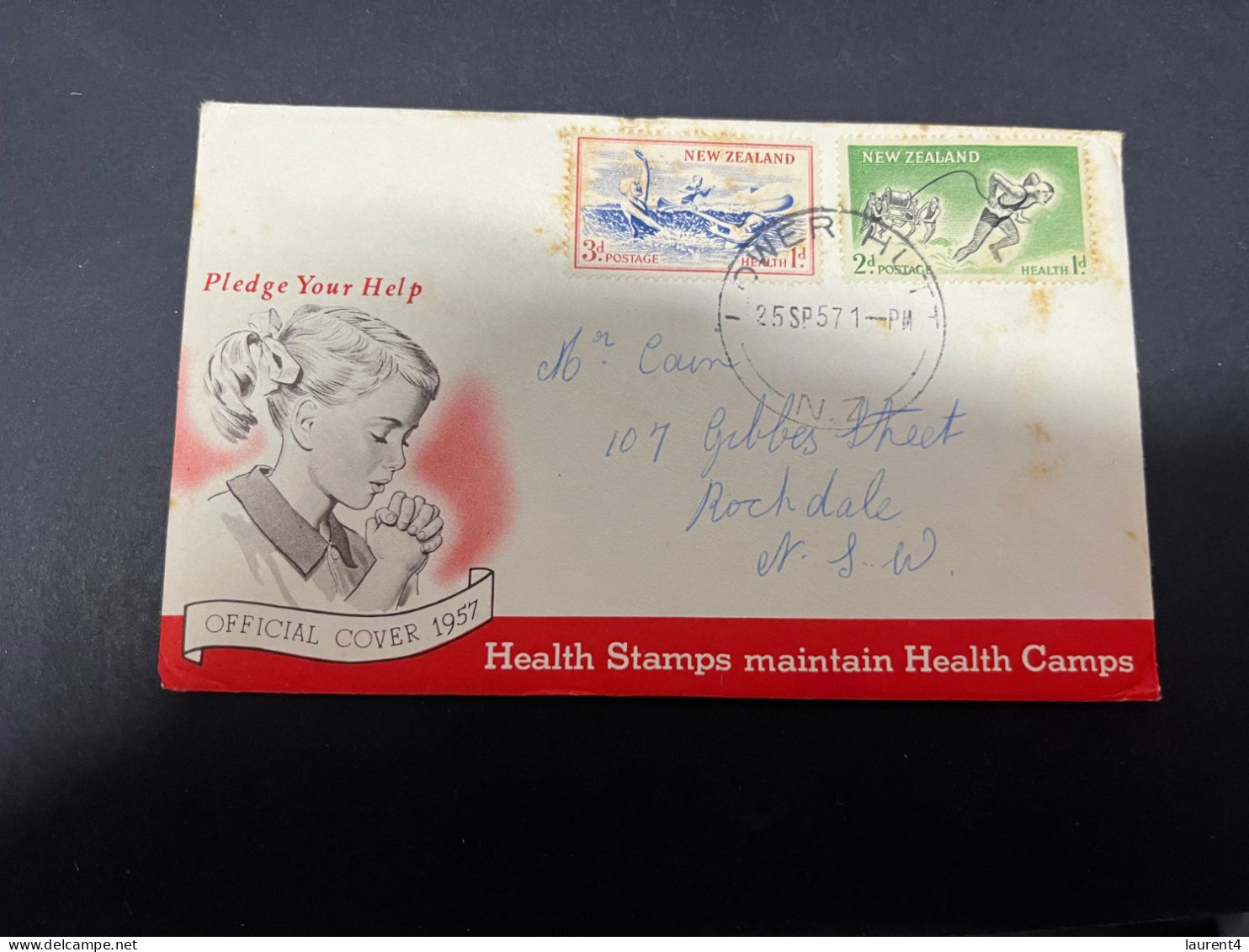 29-4-2024 (3 Z 24) FDC New Zealand Letter (posted To Australia) 1957 - Health Stamps - FDC