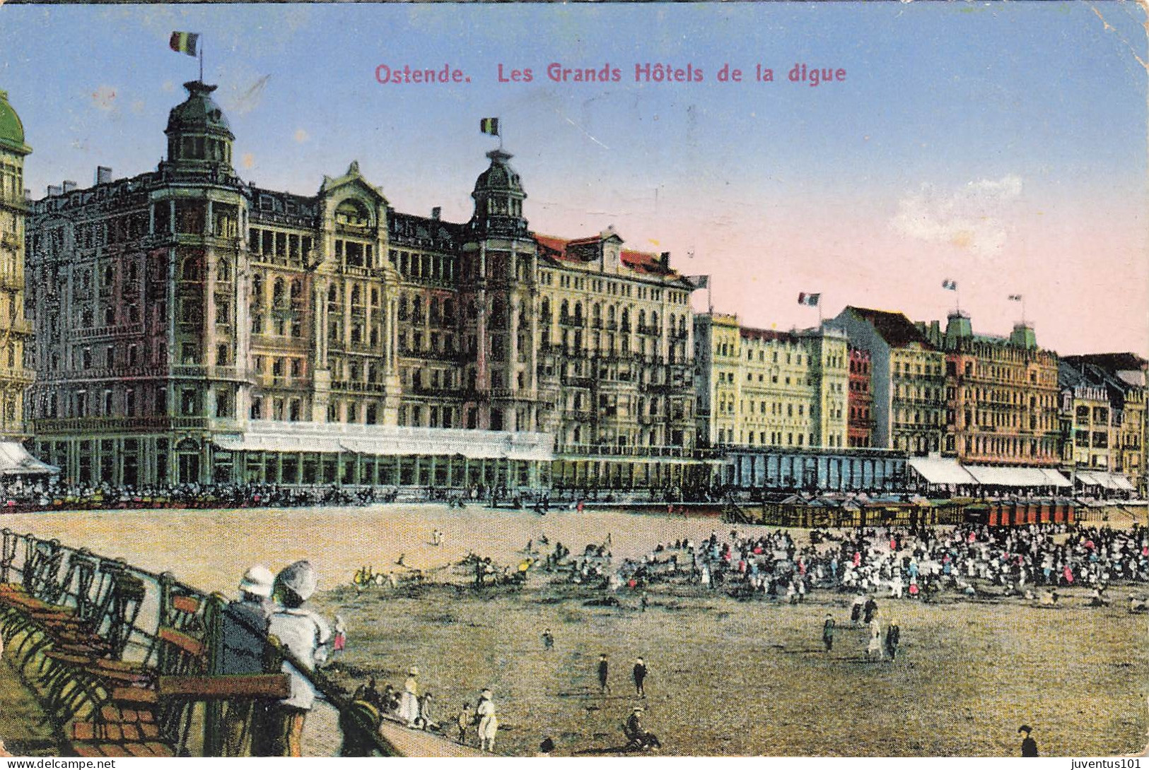 CPA Ostende-Les Grands Hôtel De La Digue-Timbre   L2876 - Oostende