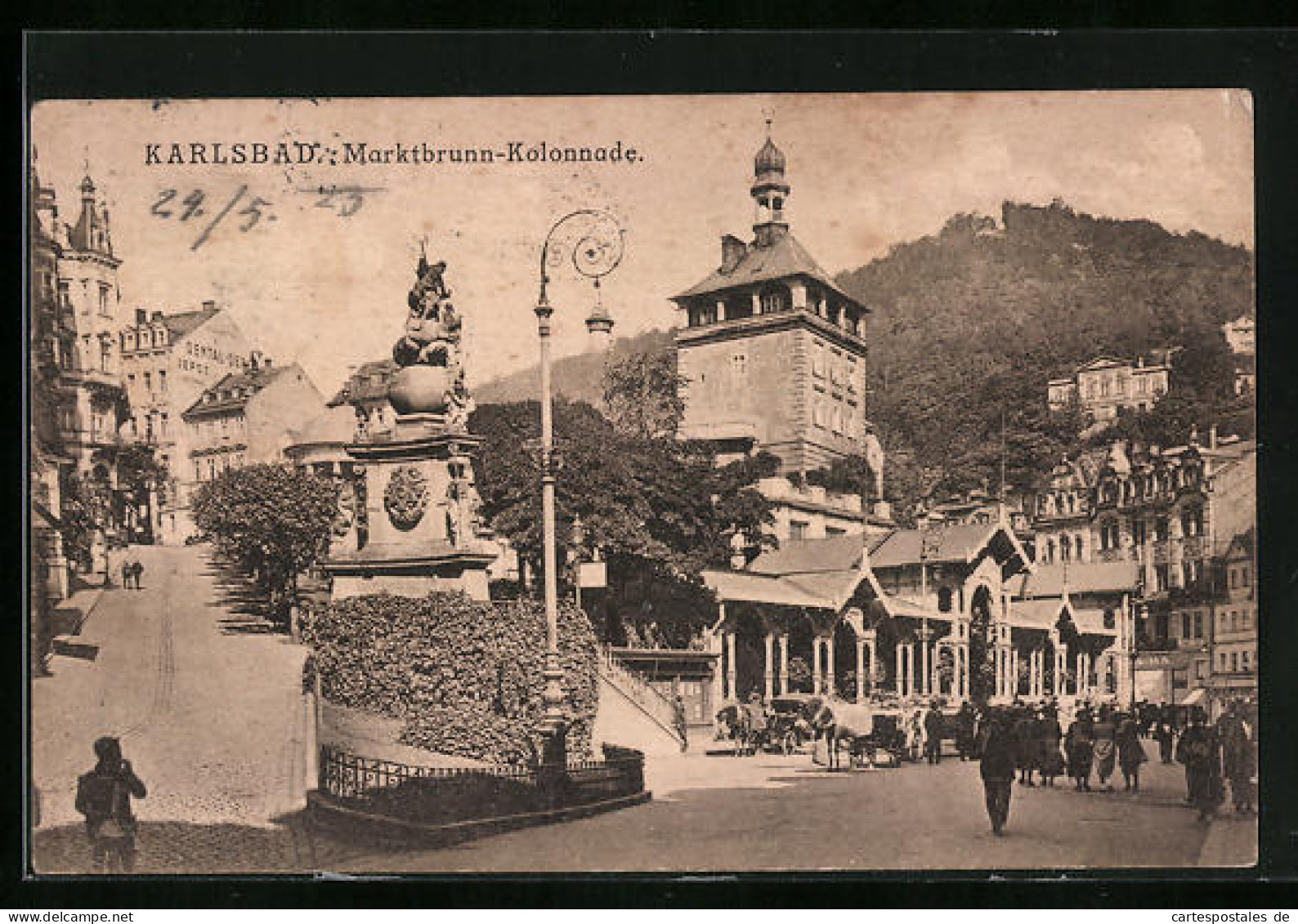 AK Karlsbad, Belebte Marktbrunnen-Colonnade  - Tschechische Republik