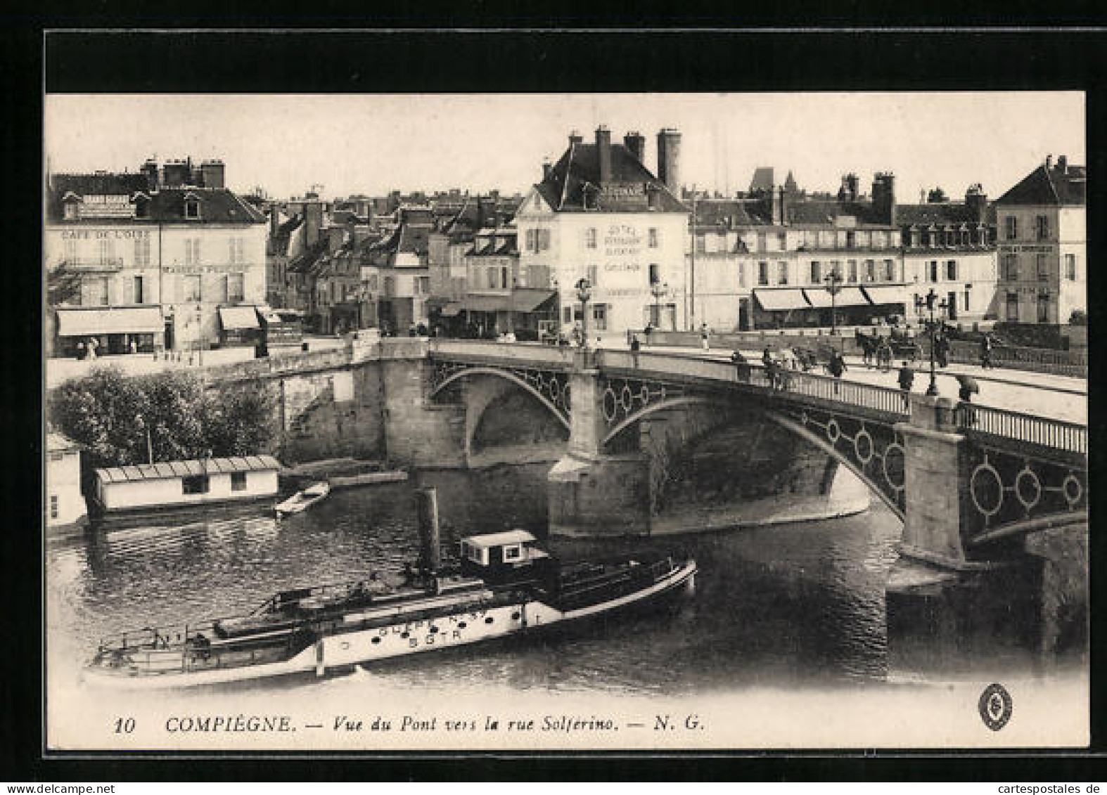 CPA Compiègne, Vue Du Pont Vers La Rue Solferino  - Sonstige & Ohne Zuordnung