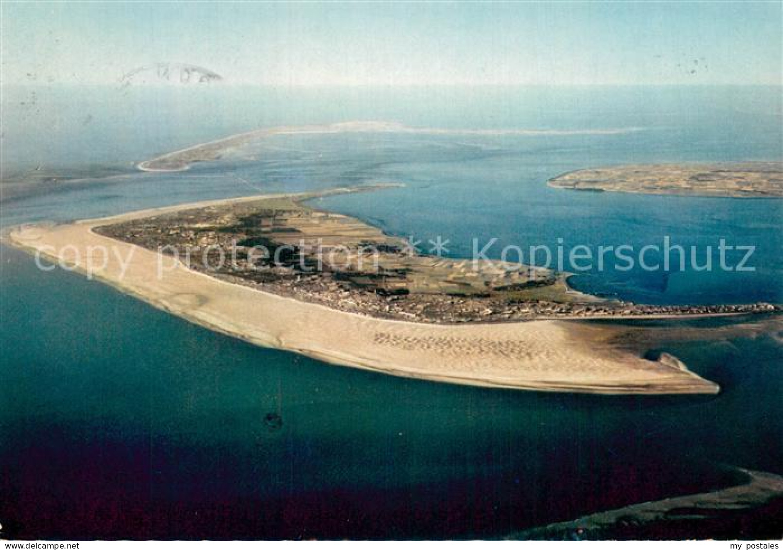 73745544 Amrum Fliegeraufnahme Badestrand M. Foehr U. Sylt Amrum - Autres & Non Classés