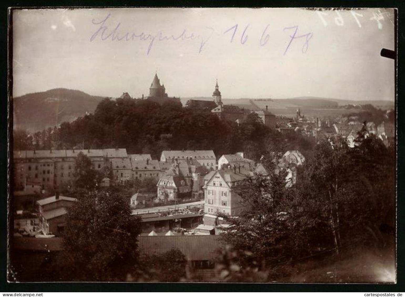 Fotografie Brück & Sohn Meissen, Ansicht Schwarzenberg I. Sa., Panorama Der Stadt  - Places