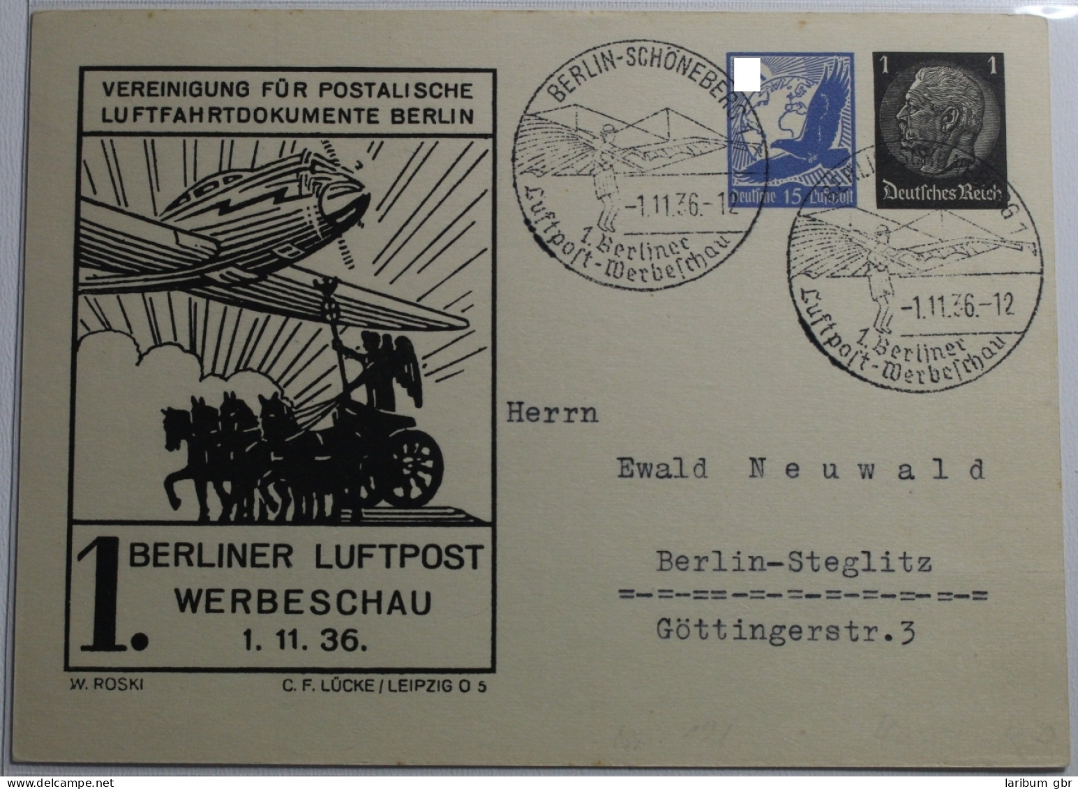 Deutsches Reich 1. Berliner Lustpost Werbeschau 1936 #BB630 - Autres & Non Classés