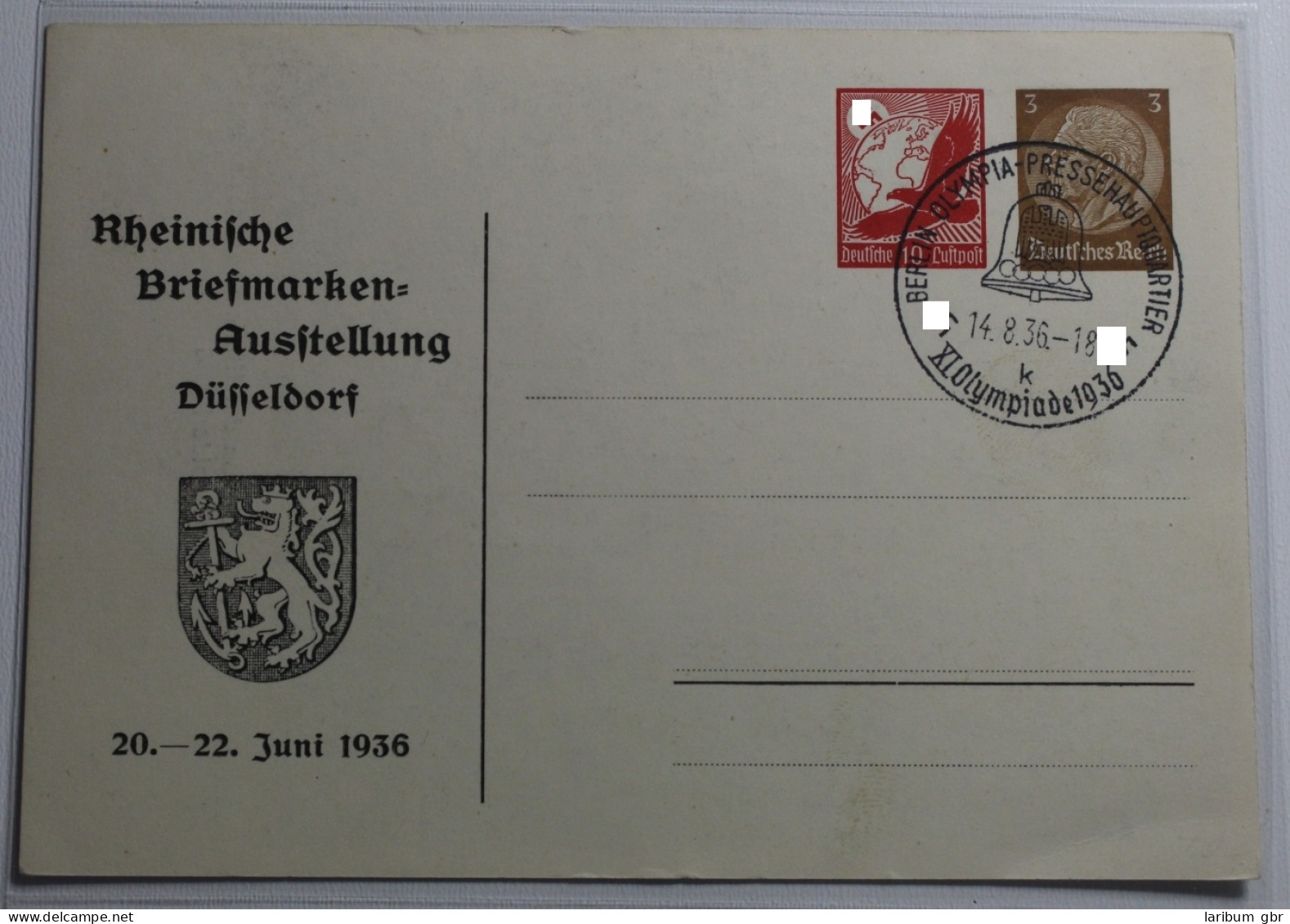 Deutsches Reich Rheinische Briefmarkenausstellung Düsseldorf 1936 #BB615 - Altri & Non Classificati