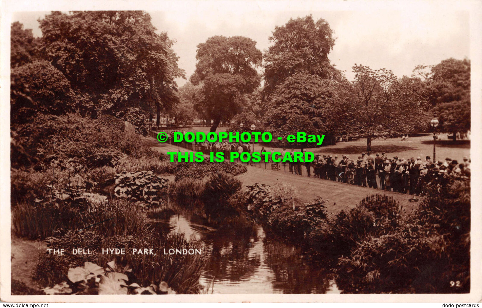 R543946 Dell. Hyde Park. London. 92. RP. 1933 - Sonstige & Ohne Zuordnung