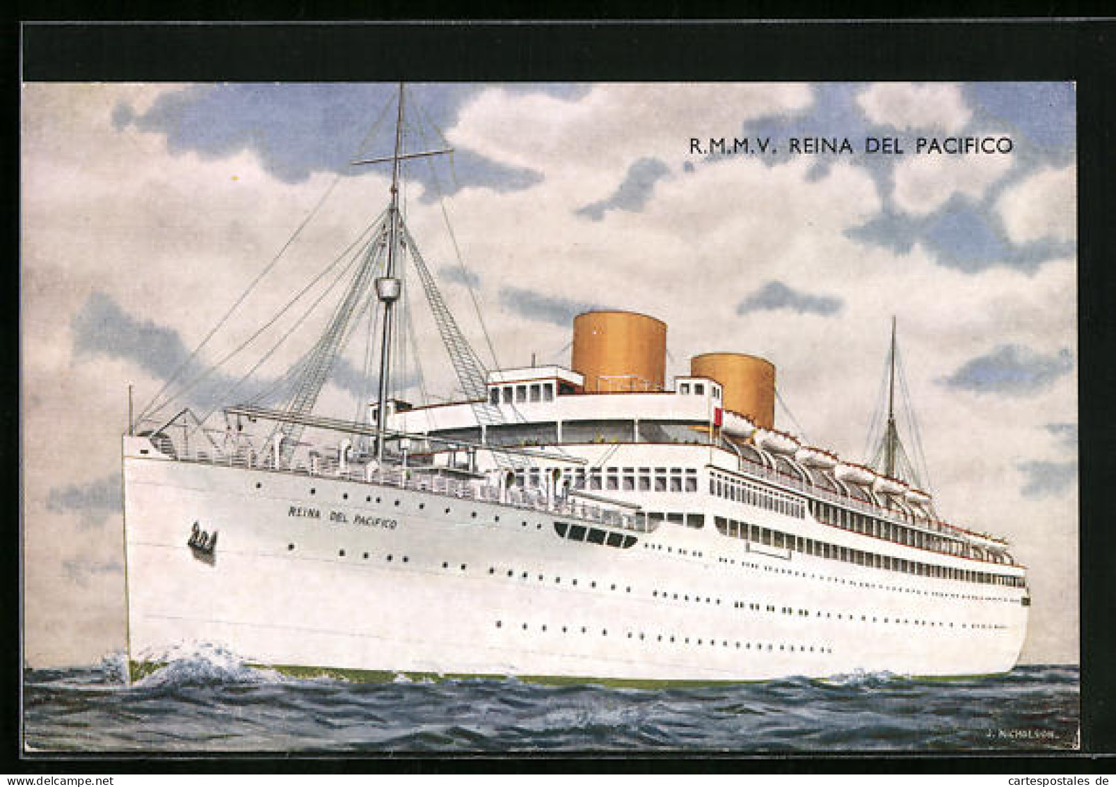 Künstler-AK Britisches Passagierschiff RMMV Reina Del Pacifico Auf Hoher See  - Dampfer