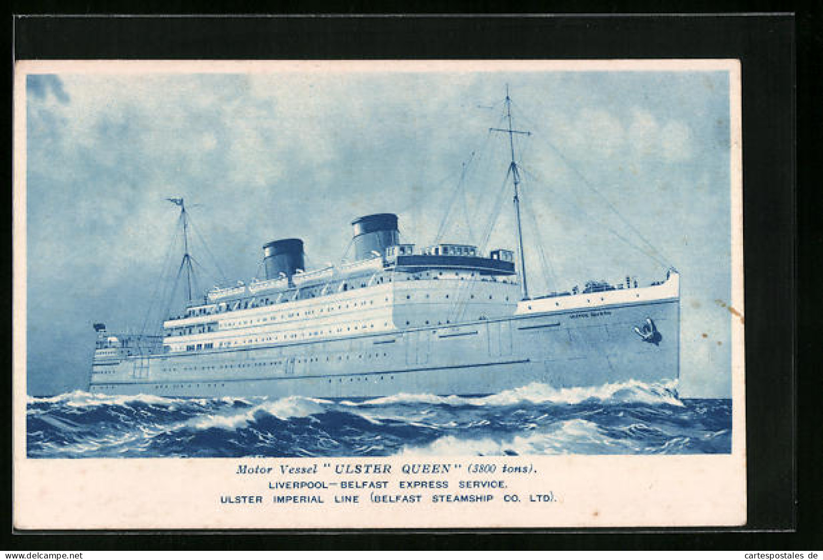 Künstler-AK Britisches Passagierschiff Ulster Queen In Voller Fahrt  - Dampfer