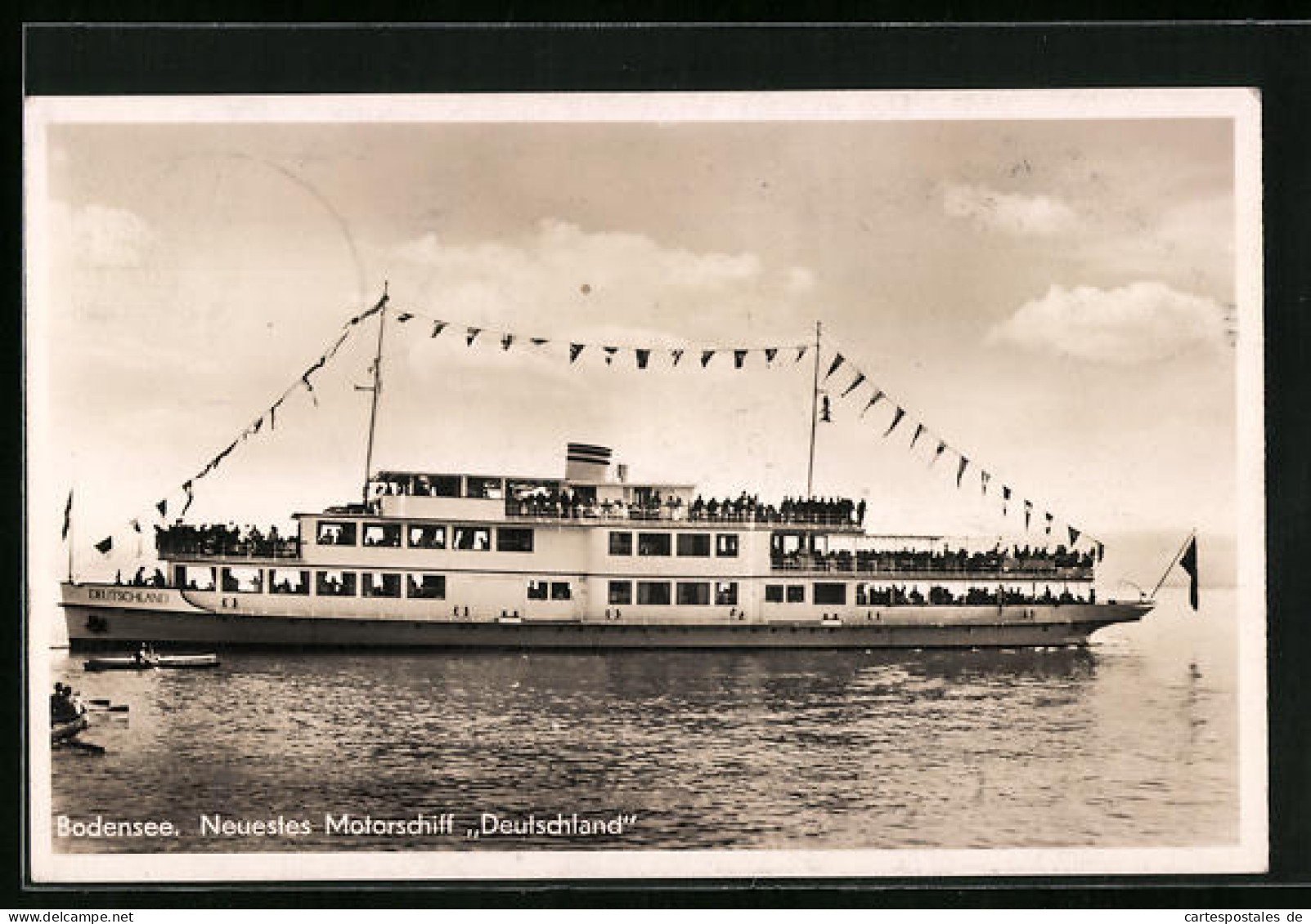 AK Neuestes Motorschiff Deutschland In Flaggengala Auf Dem Bodensee  - Sonstige & Ohne Zuordnung