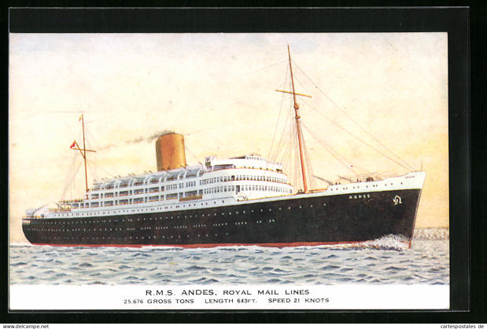 AK Passagier- Und Postschiff RMS Andes Der Royal Mail Lines  - Dampfer