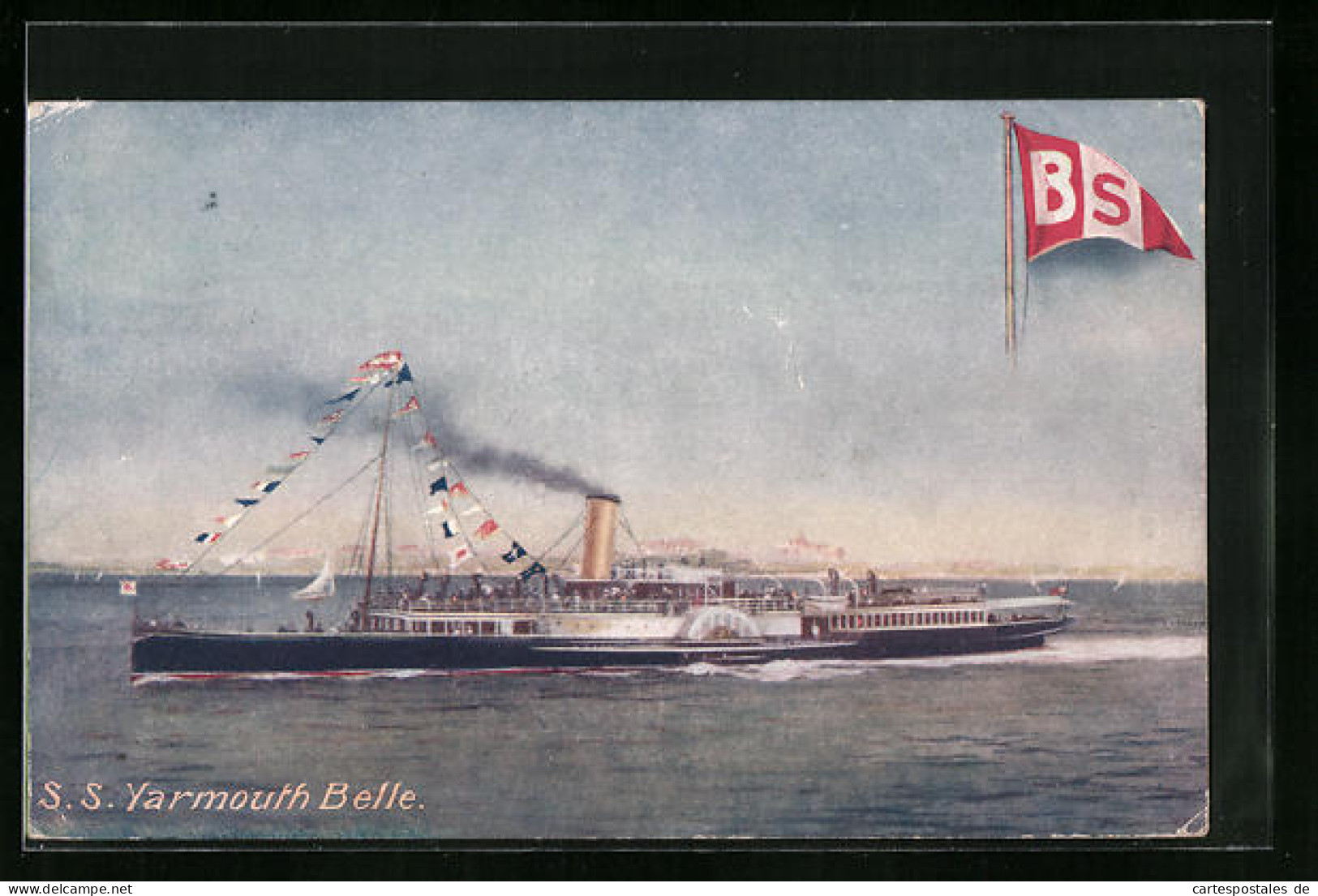 AK Britischer Dampfer SS Yamouth Belle In Flaggengala  - Paquebots