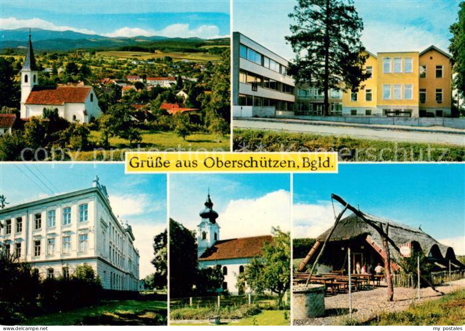 73744711 Oberschuetzen Gesamtansicht M. Maedchenheim Schule Kirche Czarda Obersc - Altri & Non Classificati