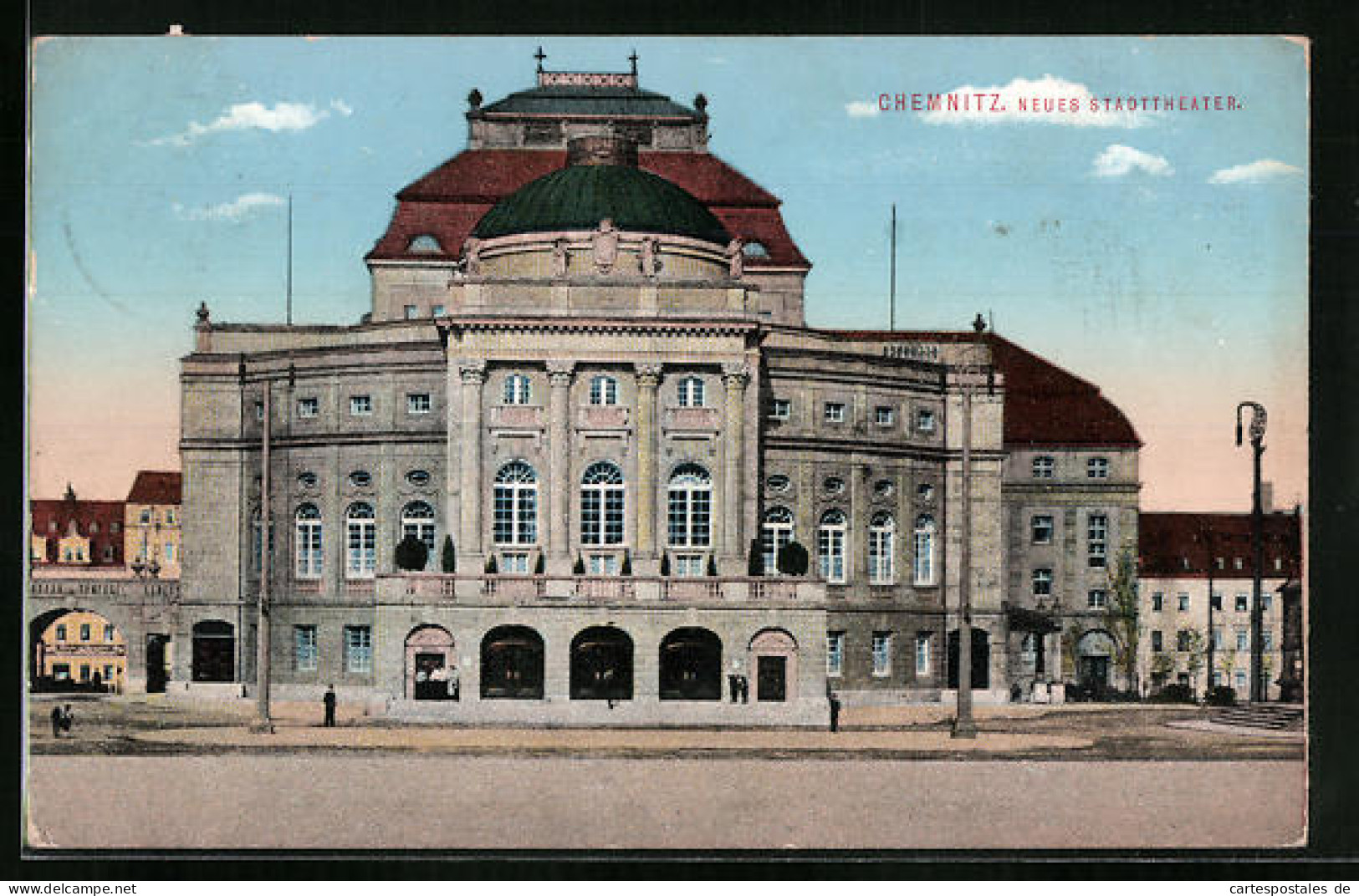 AK Chemnitz, Frontalansicht Des Neuen Stadttheaters  - Théâtre