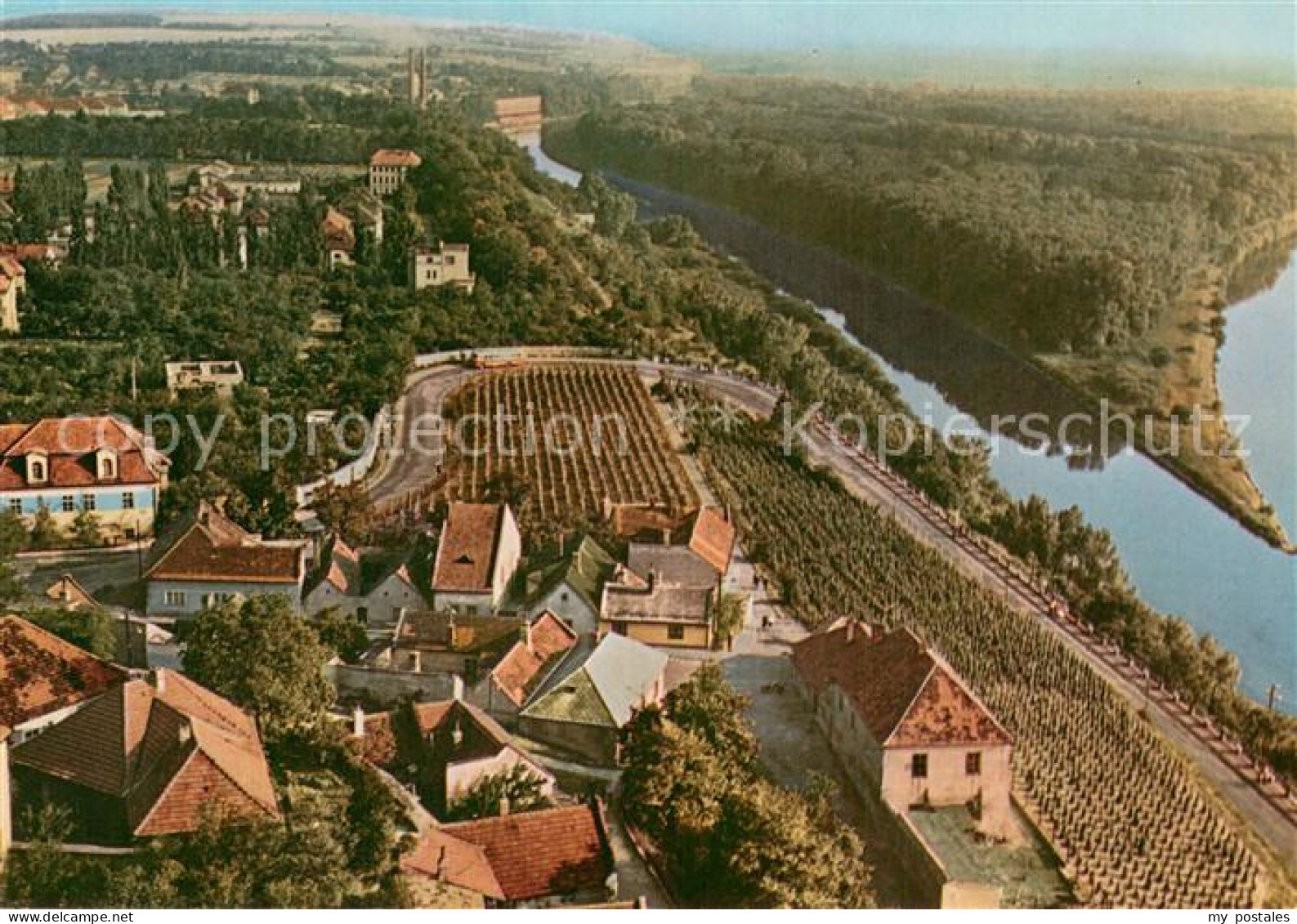 73744415 Melnik Czechia Fliegeraufnahme Zusammenfluss D. Elbe U. Moldau  - Czech Republic