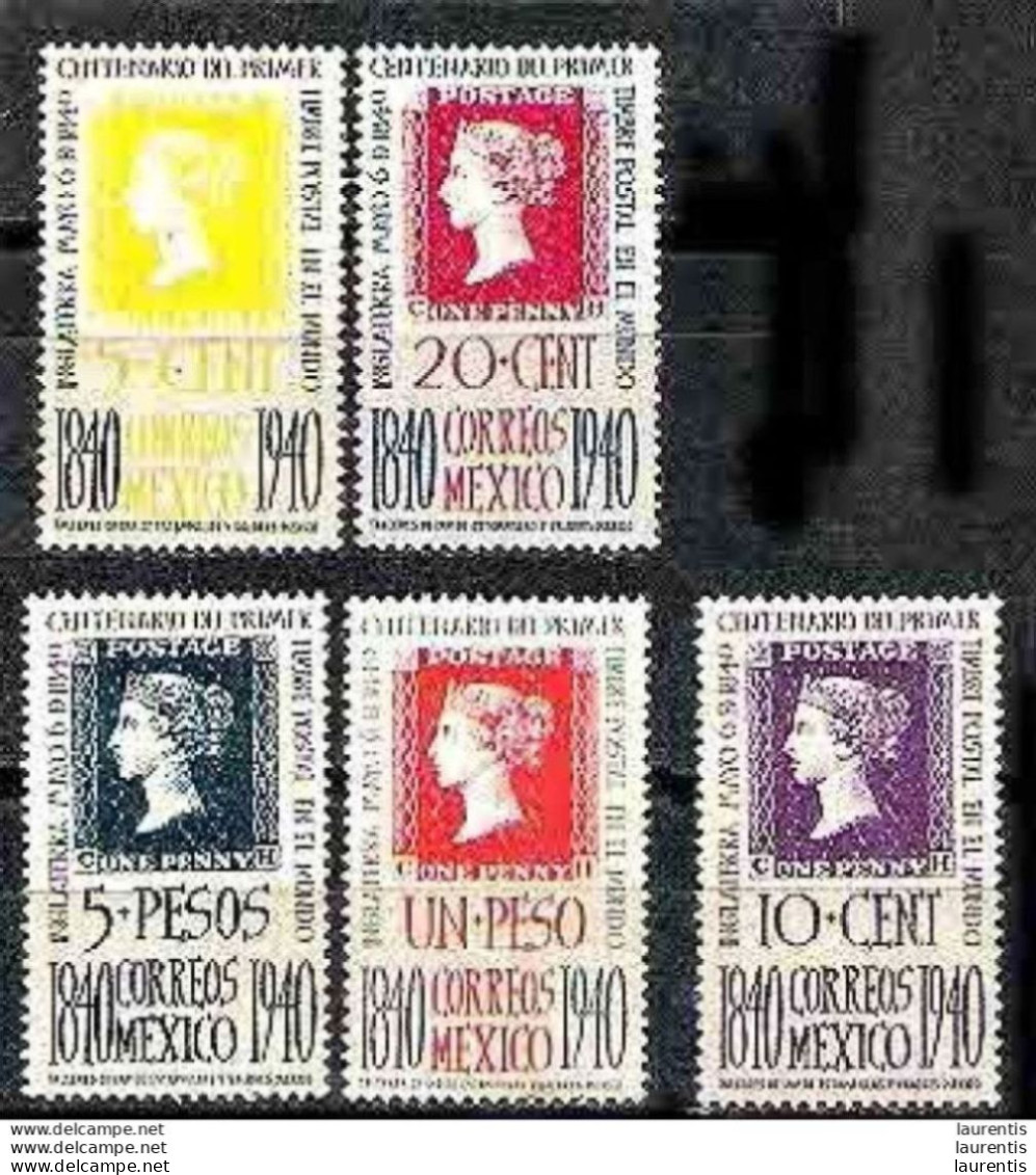 668  Stamp On Stamp - Mexico Yv 543-47 - No Gum - 9.75 (65) - Briefmarken Auf Briefmarken