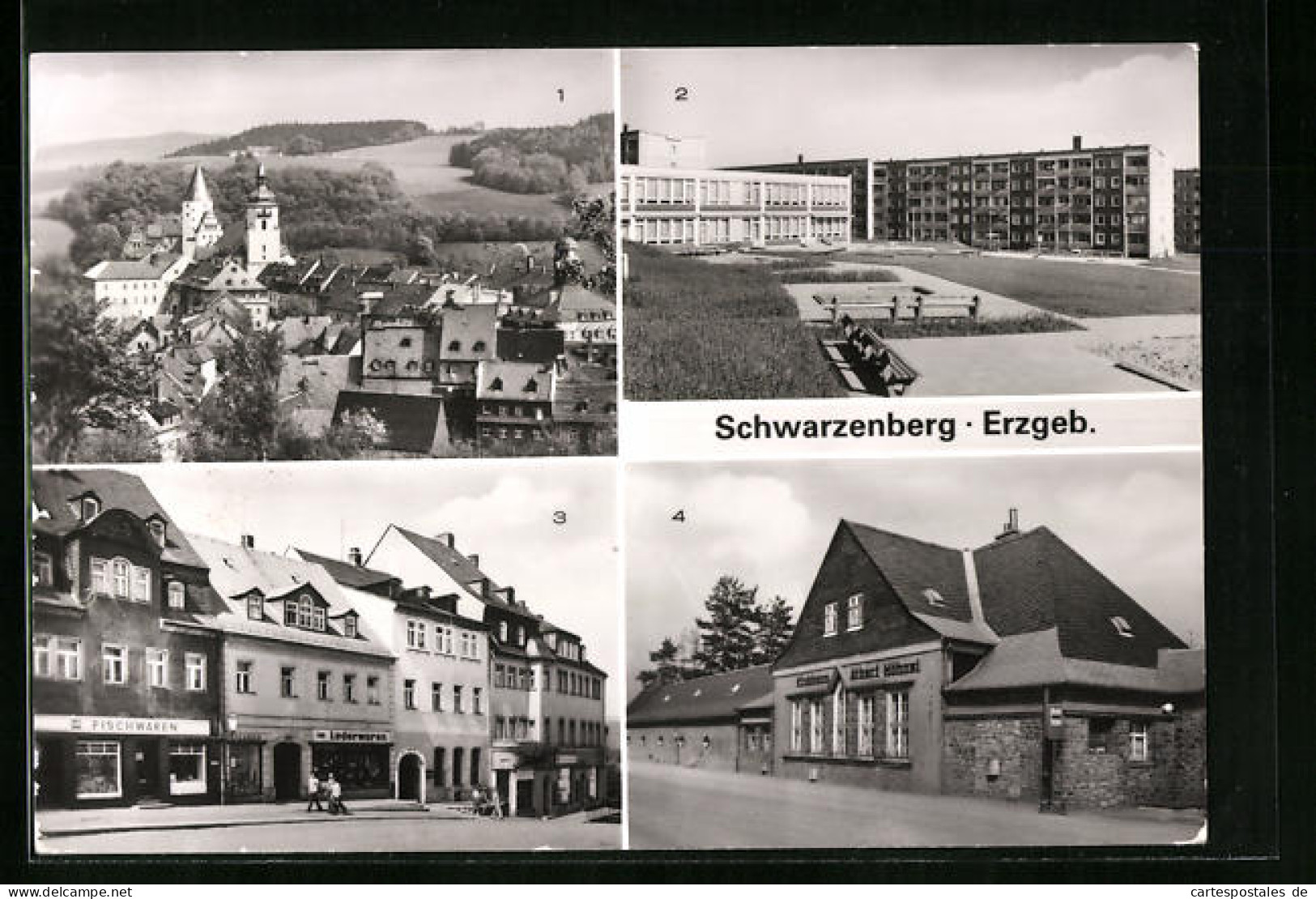 AK Schwarzenberg /Erzgeb., Teilansicht Mit Schloss, Blick Zur Kinderkombination, Platz Der Befreiung  - Schwarzenberg (Erzgeb.)