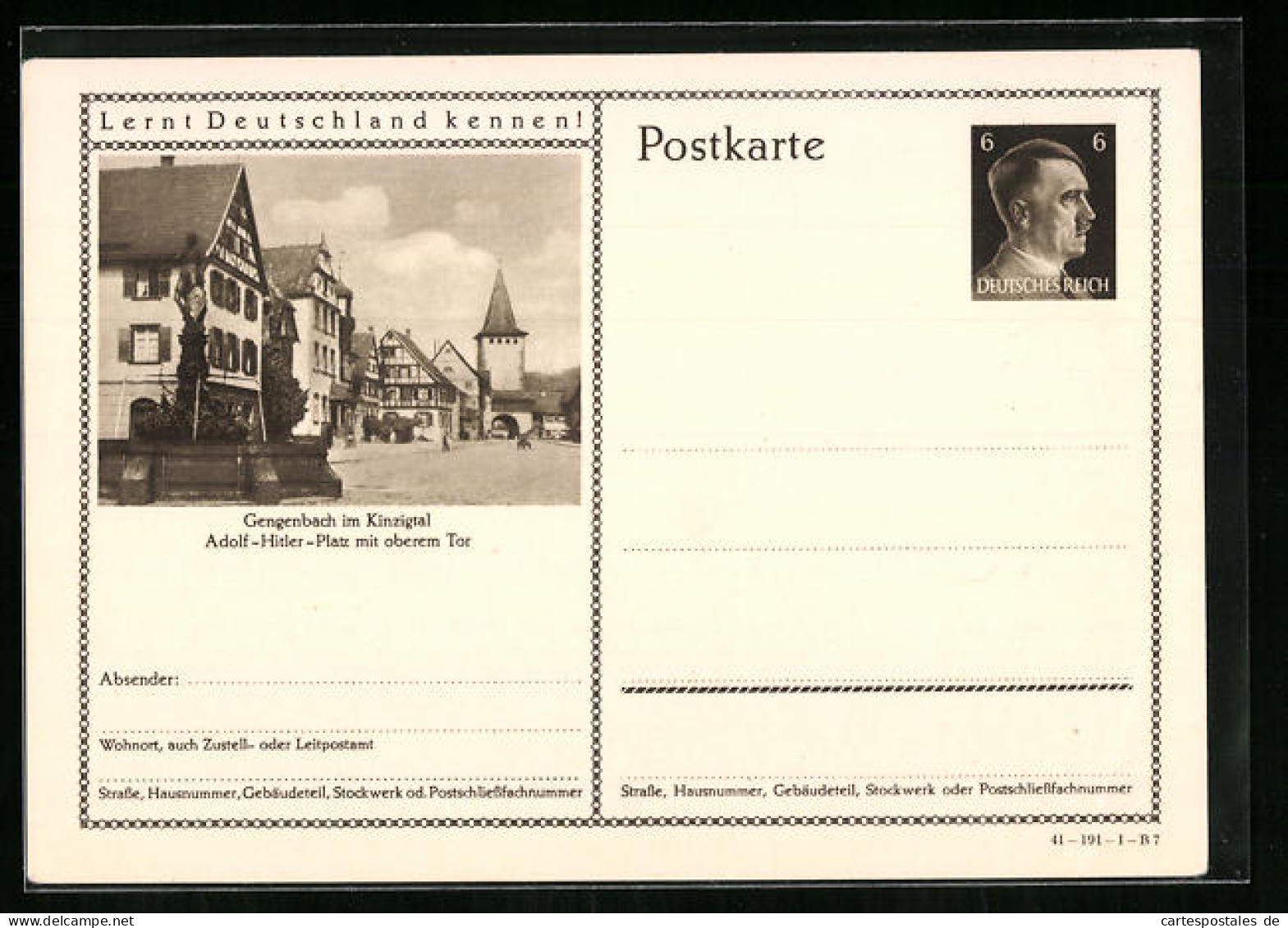 AK Gengenbach /Kinzigtal, Platz Mit Oberem Tor, Ganzsache Lernt Deutschland Kennen  - Postkarten