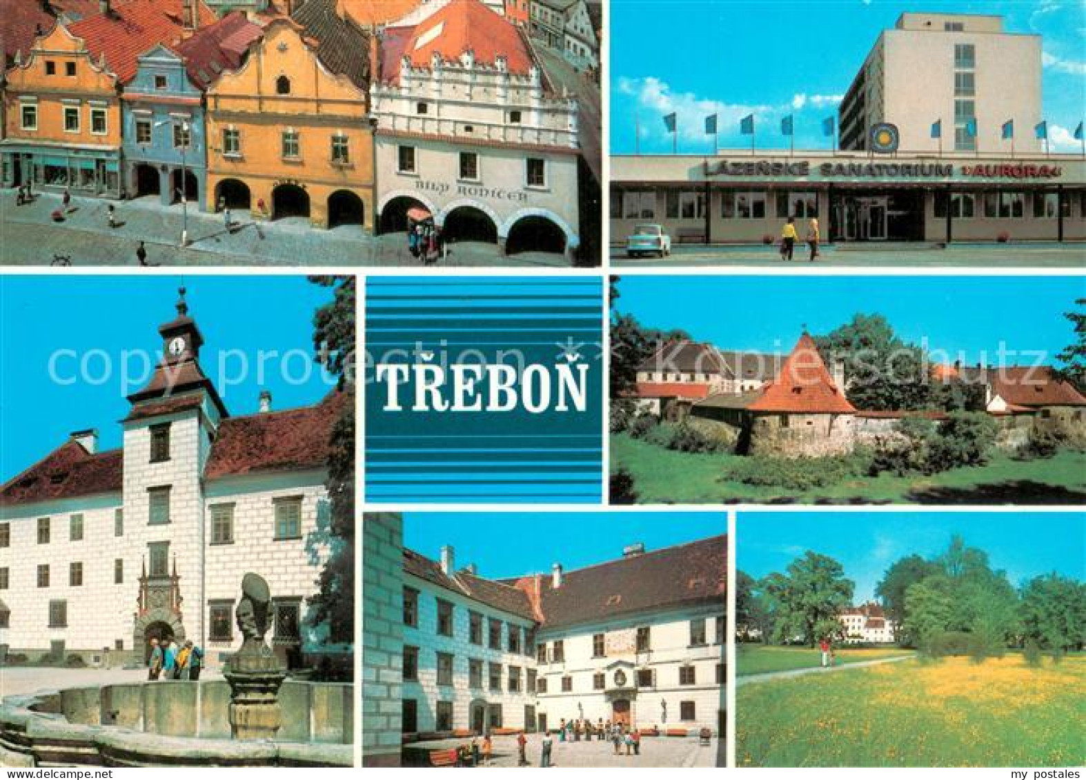73744080 Trebon Czechia Altstadt Giebelhaeuser Sanatorium Stadtmauer Brunnen Lan - Czech Republic
