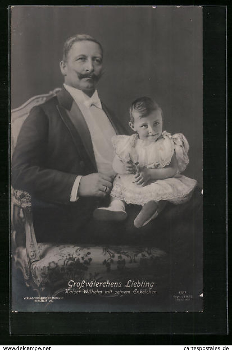 AK Grossväterchens Liebling - Kaiser Wilhelm II. Mit Enkelkind  - Familles Royales