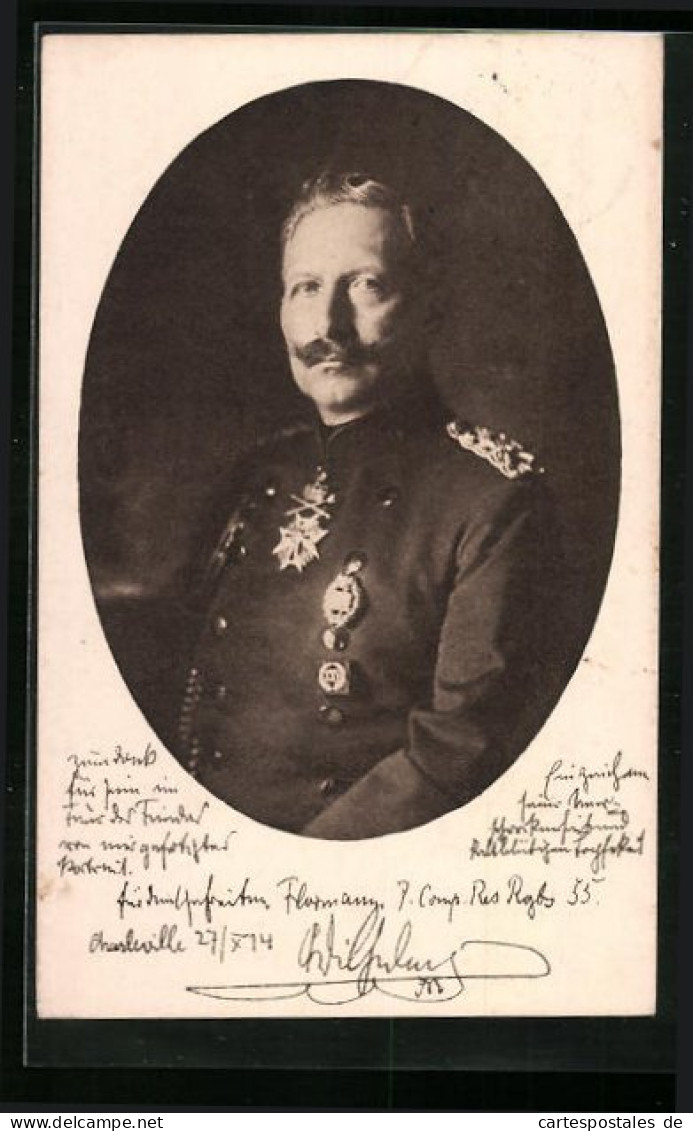 AK Portrait Kaiser Wilhelm II. Im Uniformrock  - Königshäuser