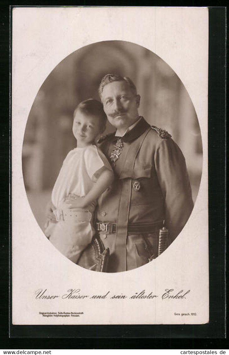AK Kaiser Wilhelm II. Mit Seinem ältesten Enkel  - Familles Royales