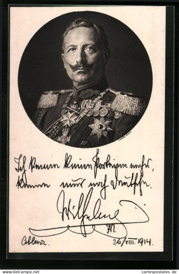 Künstler-AK Portrait Von Kaiser Wilhelm II. In Prächtiger Uniform  - Königshäuser