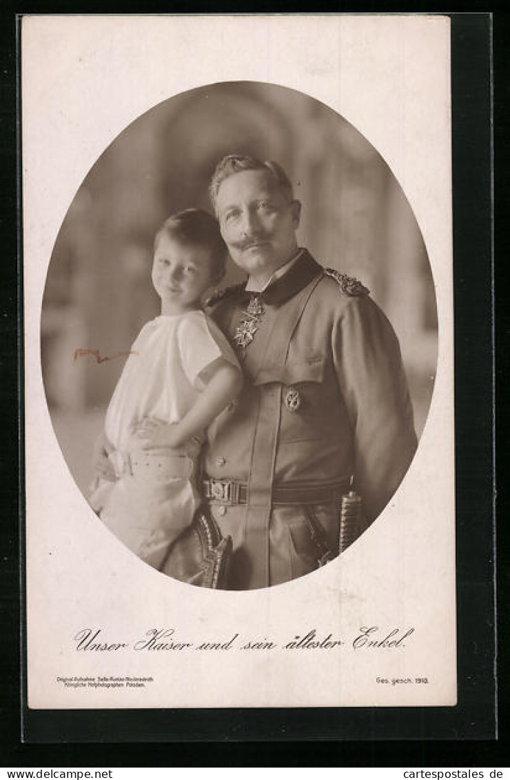 AK Kaiser Wilhelm II. Und Sein ältester Enkel  - Familles Royales