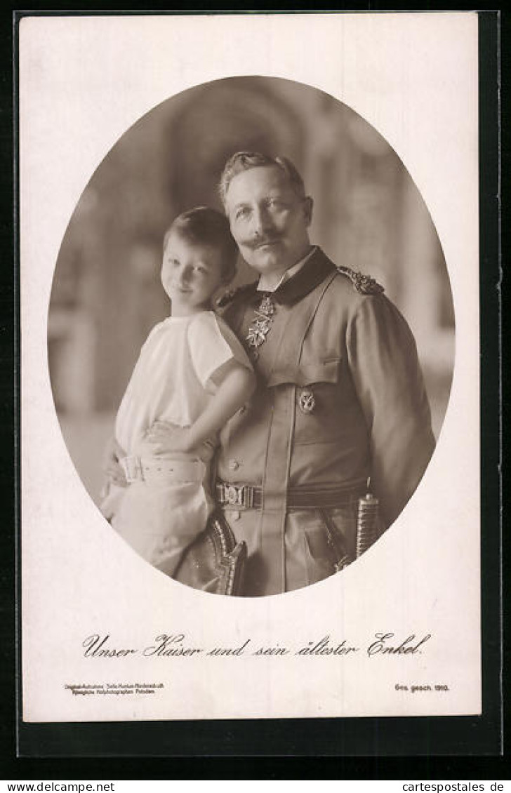 AK Portrait Von Kaiser Wilhelm II. Und Seinem ältesten Enkel  - Königshäuser