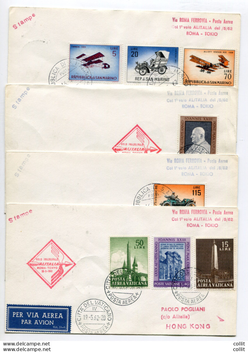 Alitalia Roma/Tokyo E Roma/Hong Kong Del 20.5.62 - Quattro Aerogrammi - Airmail