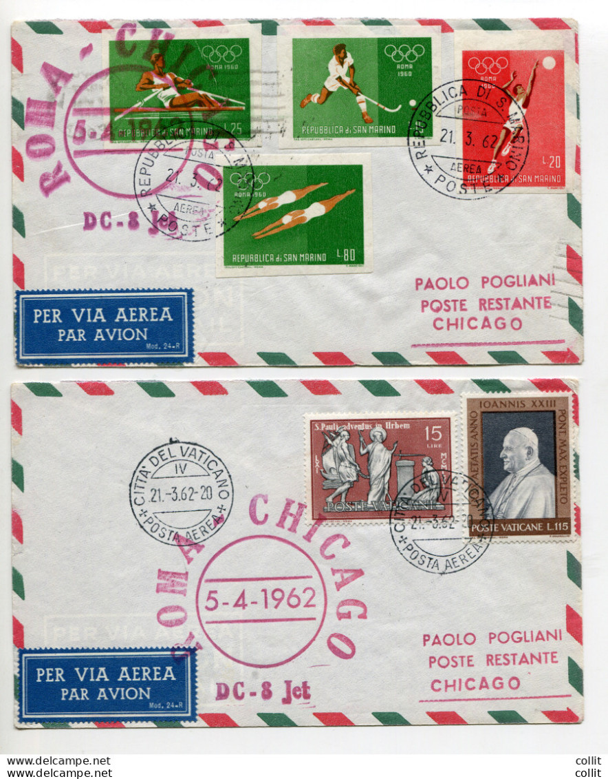 Alitalia Roma/Chicago Del 5.4.62 - Due Aerogrammi Privati - Correo Aéreo