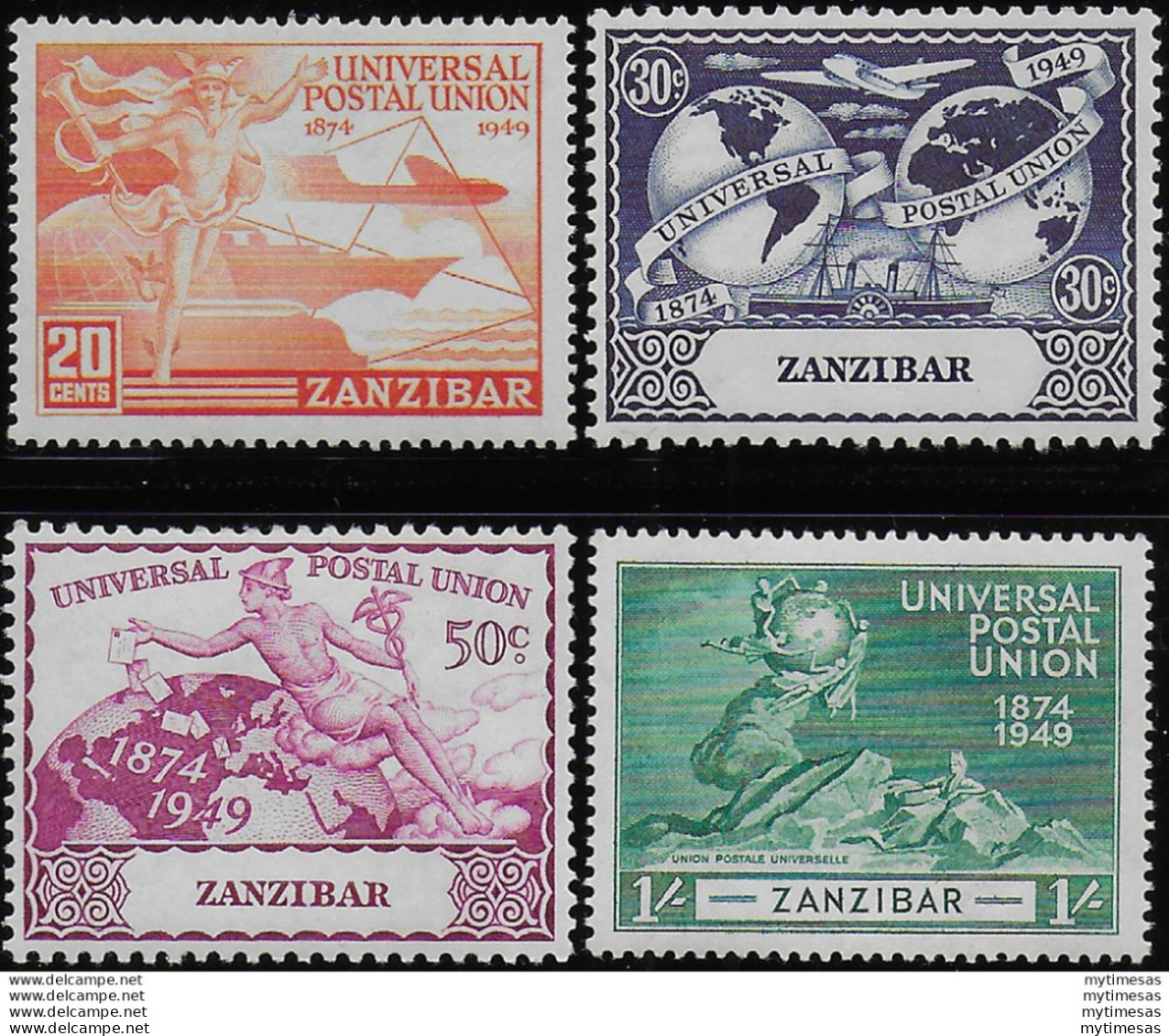 1949 Zanzibar UPU 75th Anniversary 4v. MNH SG N. 335/38 - Sonstige & Ohne Zuordnung