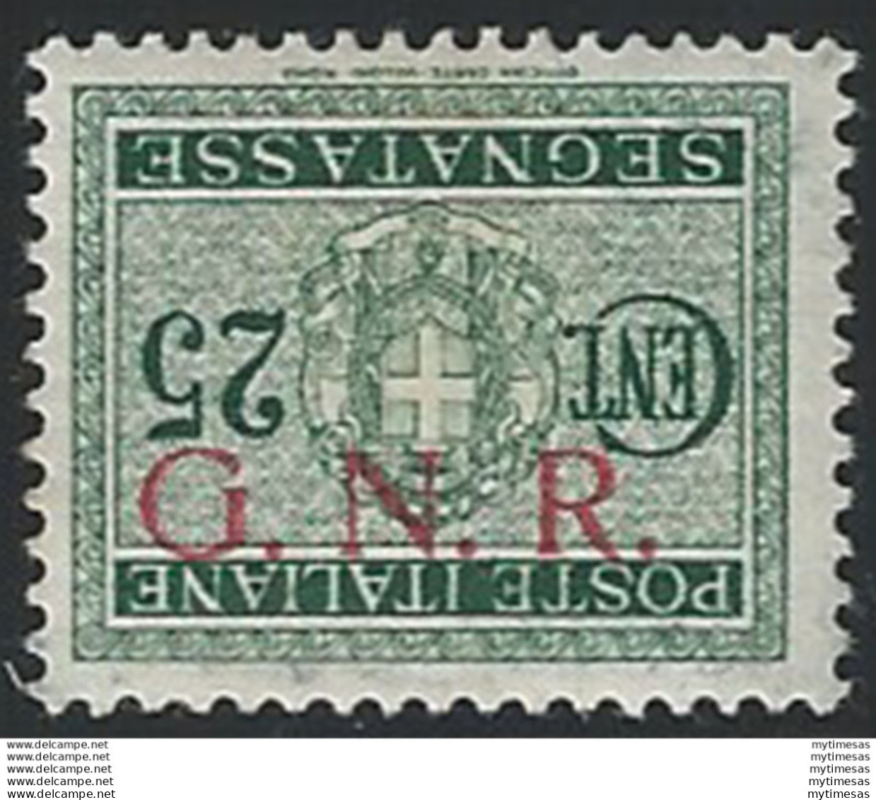 1943 Repubblica Sociale 25c. Segnatasse G.N.R. Brescia I Var MNH Sassone N. 50/I - Autres & Non Classés