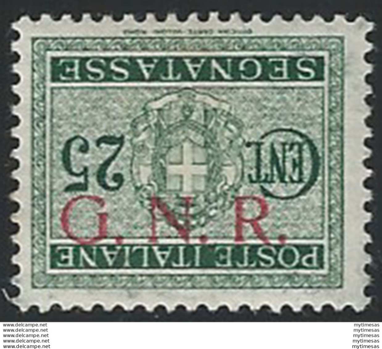 1943 Repubblica Sociale 25c. Segnatasse G.N.R. Brescia I Var MNH Sassone N. 50/I - Otros & Sin Clasificación