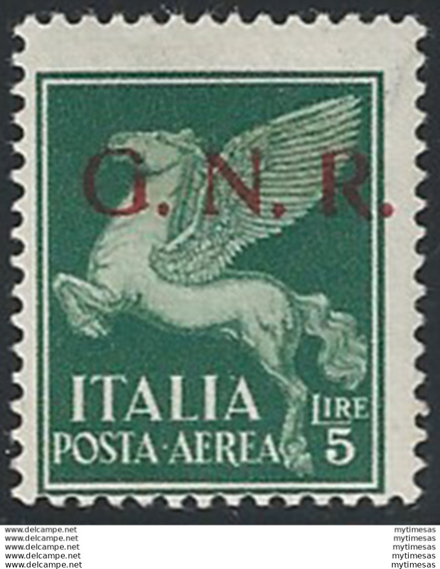 1944 RSI Lire 5 Verde GNR VR Varietà MNH Sass. N. 123c - Altri & Non Classificati