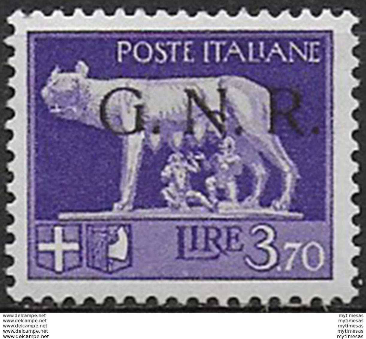 1943 Repubblica Sociale Lire 3,70 G.N.R. Brescia I MNH Sassone N 484/I - Autres & Non Classés