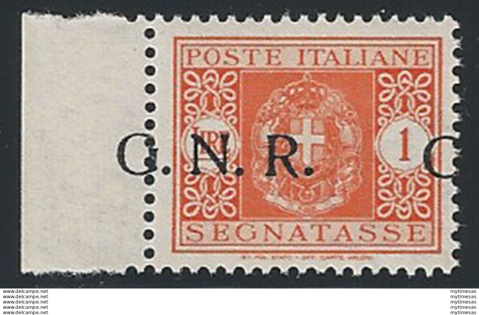 1944 Repubblica Sociale Segnatasse Lire 1 G.N.R. Verona Var Bf MNH Sassone N. 55 - Andere & Zonder Classificatie
