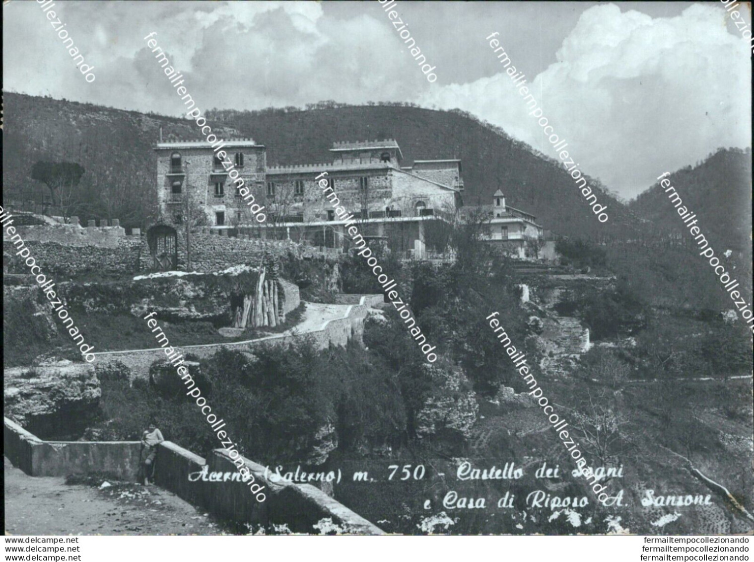 Bi500 Cartolina Acerno Castello Dei Sogni E Casa Di Riposo A.sansone Salerno - Salerno