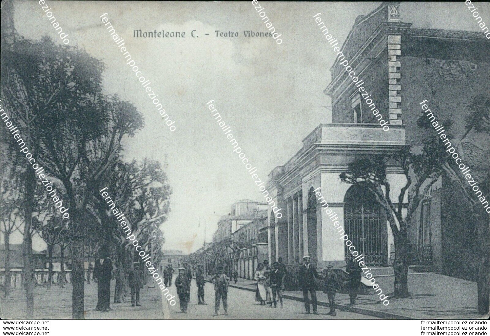 Bc36 Cartolina Monteleone Calabro Teatro Vibanese Vibo Valentia 1917 Bella!! - Catanzaro