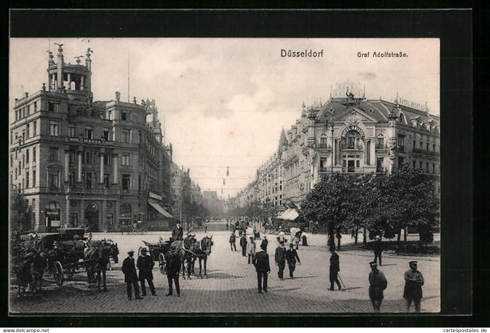 AK Düsseldorf, Graf Adolfstrasse Mit Droschken Und Hotel Bristol  - Duesseldorf