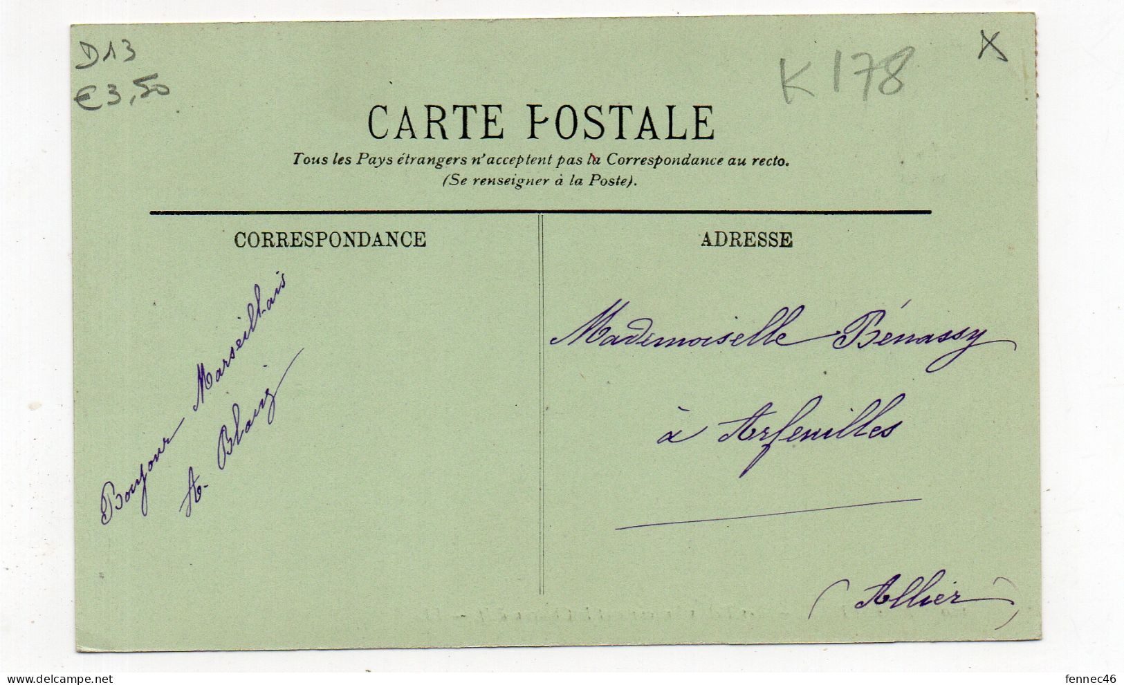 13 - MARSEILLE - Le Belle Endoume Et Le Château D'If - 1908 (K178) - Kasteel Van If, Eilanden…