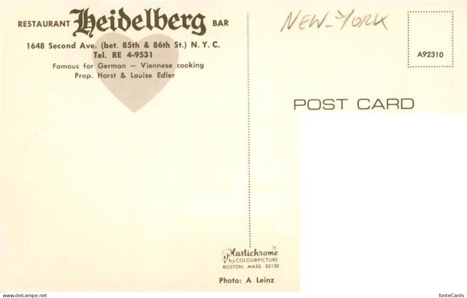 73949451 New_York_City_USA Restaurant Heidelberg Bar - Other & Unclassified