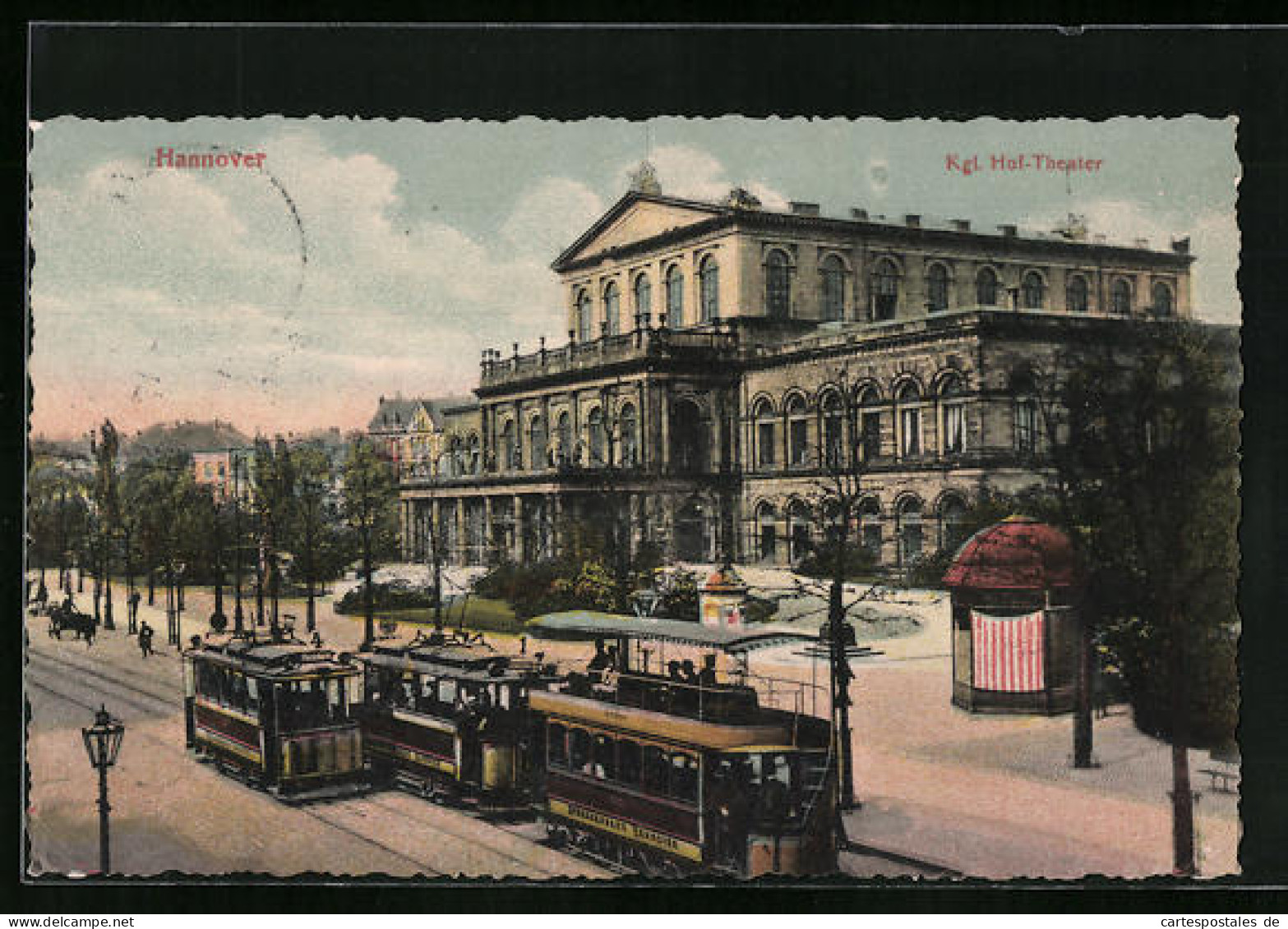 AK Hannover, Kgl. Hof-Theater Mit Strassenbahnen  - Tram