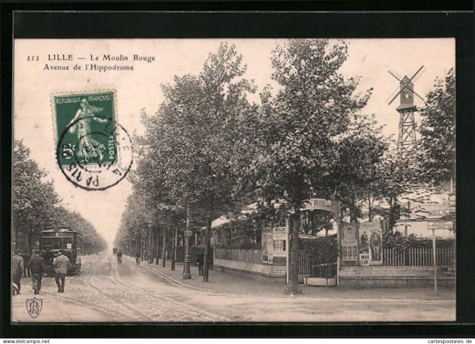 AK Lille, Le Moulin Rouge, Avenue De L`Hippodrome, Strassenbahn  - Tramways