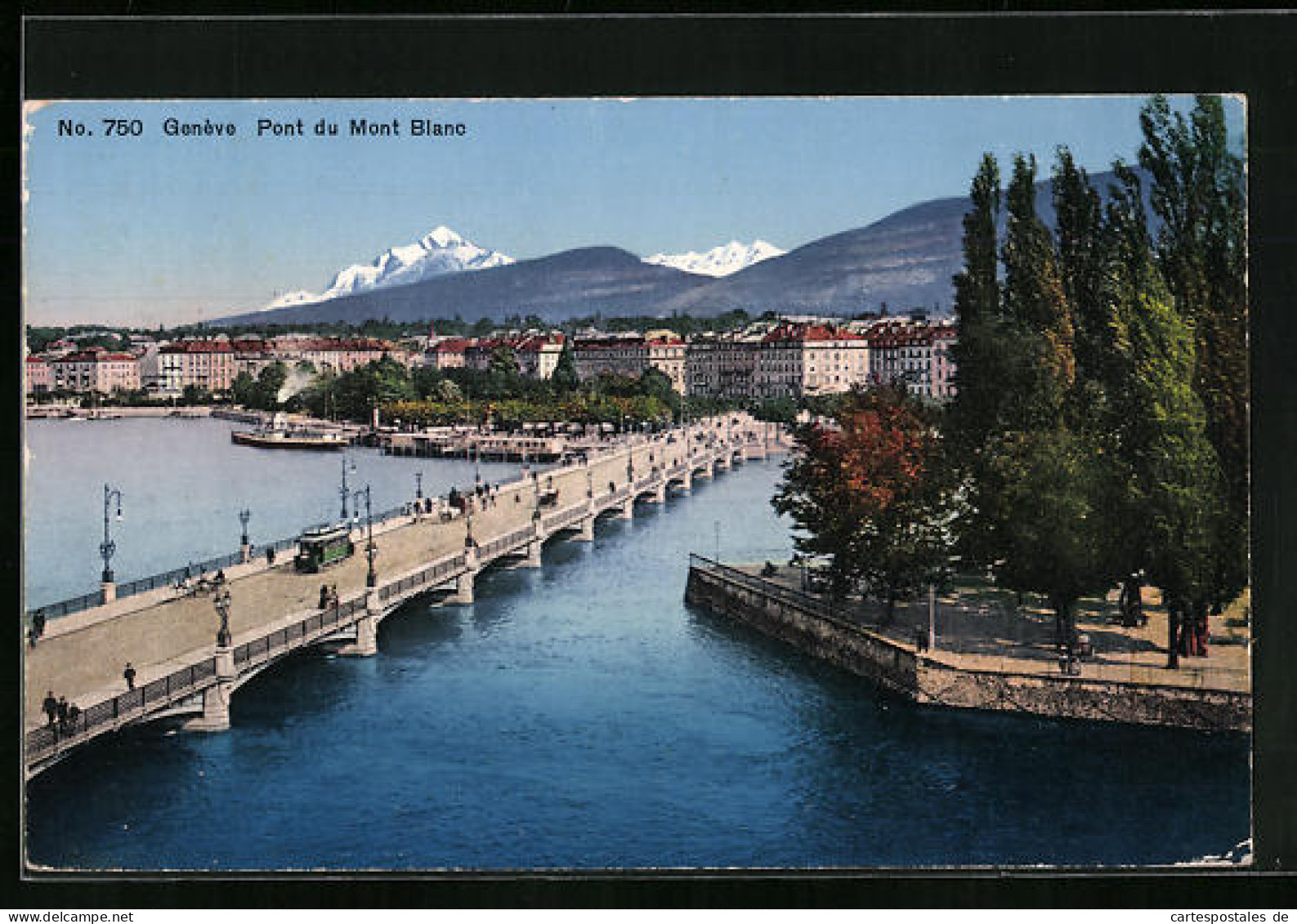 AK Geneve, Pont Du Mont Blanc, Strassenbahn  - Tramways