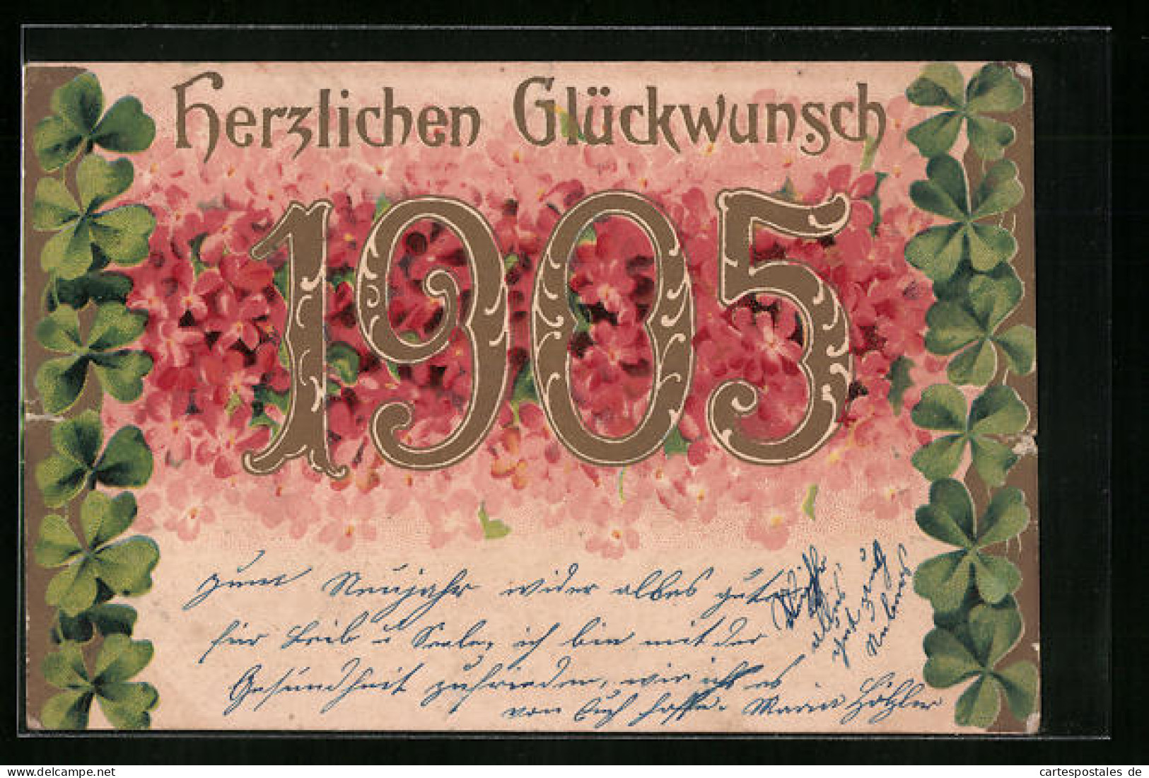 AK Jahreszahl 1905 Mit Blumen Und Kleeblättern  - Sonstige & Ohne Zuordnung